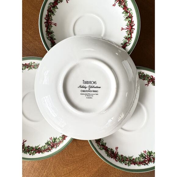 4 Christopher Radko Holiday Celebrations Saucer Plates Christmas Tree- GIFT SALE - Picture 3 of 16